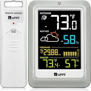 Wireless Weather Stations, with 330ft Range Sensor and Adjustable Backlight Inside Outside Monitor (Colorful)