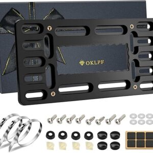 OKLPF No Drill Front License Plate Bracket- Front License Plate Mounting Kit，Universal Bumper Car Tag Frame Mount Adapter with Stainless Steel Scr…