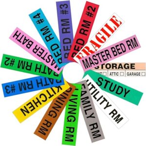 Tag-A-Room Color Coded Home Moving Box Labels, 800 Count 4 Bedroom House Pack + Fragile Stickers, Moving Supplies, Moving & Packing Stickers