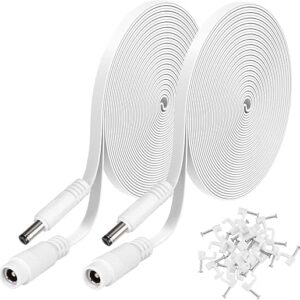 2 Pack 13.1FT DC Power Extension Cable 13.1ft 2.1mm x 5.5mm Extension Cord Compatible with 12V DC Adapter Cord for CCTV IP Camera, LED Strip, Car, White