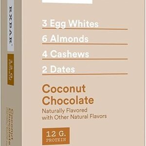RXBAR Protein Bars, Protein Snack, Snack Bars, Coconut Chocolate, 22oz Box (12 Bars)