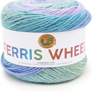 Lion Brand Yarn Ferris Wheel Yarn, Roving Multicolor Yarn for Knitting, Crocheting, and Crafts, 1 Pack, Cotton Candy