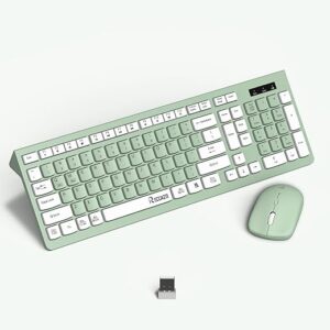 Avocado Green Wireless Keyboard and Mouse Combo – Full-Sized Keyboard and Adjustable DPI Mouse, 2.4GHz USB Receiver, for PC, Windows, Desktop, Laptop