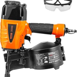VEVOR Coil Siding Nailer CN65, 1-1/4″ to 2-1/2″ 15 Degree Pneumatic Siding Nail Gun with Tool-Less Depth Adjustment, 70-120PSI Air Coil Nai…