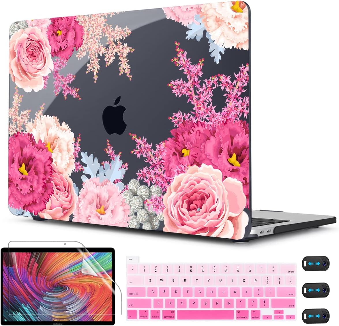 CISSOOK Floral Case Cover for MacBook Pro 13 Inch 2025-2020 Release A2338 A2289 A2251, Plastic Hard Shell Case with Keyboard Cover for MacB...