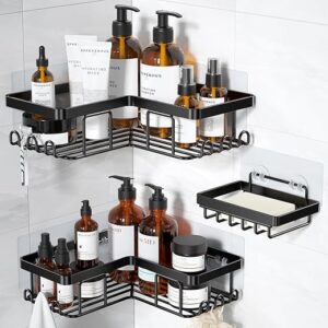 YASONIC Wall-Mounted Corner Shower Caddy, Black