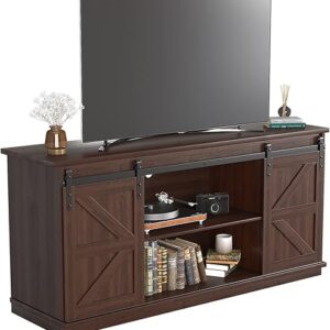 JUMMICO TV Stand for 65 Inch TV, Entertainment Center with Storage Cabinets and Sliding Barn Doors, Mid Century Modern Media TV Console Tab…