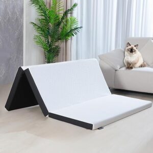 Folding Mattress, 3 inch Single Tri-fold Memory Foam Mattress Topper with Washable Cover,Cooling Mattress Pad for College Dorm Single Bed,F…