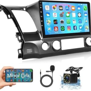 for Honda Civic 2006-2011 Android Car Stereo 10.1“ HD Capactive Touchscreen Car Audio Support WiFi Mirror Link GPS Navigation Radio Backup Camera Multimedia Player Headunit