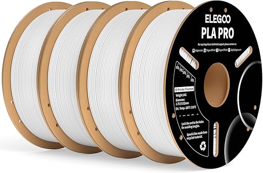 ELEGOO PLA PRO Filament 1.75mm White 4KG,30-250mm/s Printing Speed Improved Rigidity 3D Printer Filament Dimensional Accuracy +/- 0.02mm, 4...