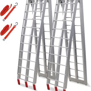 7.5′ Folding Arched Aluminum Loading Truck Ramps, ATV Ramps for Pickup Trucks, 1500LBS Capacity, (2 pc Set) for Motorcycles, Dirt Bikes, 4 W…