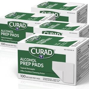 CURAD Alcohol Prep Pads (Pack of 4 Boxes) | 400 Pieces of Medium Isopropyl Alcohol Wipes Individually Wrapped | First Aid Alcohol Swabs for…
