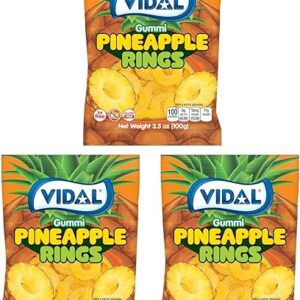 Vidal Pineapple Rings Gummy Candy, 3.5 Ounces (Bundle of 3)