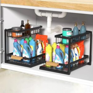 2 Pack Metal Pull Out Under Sink Organizer