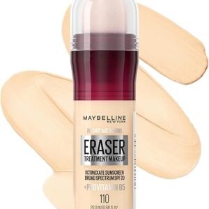 Maybelline Instant Age Rewind Eraser Foundation with SPF 20 and Moisturizing ProVitamin B5, 110, 1 Count