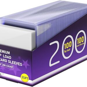 200 Card Sleeves Top Loads for Cards, Toploads for Cards, Baseball Card Sleeves Hard Plastic, 3″ x 4″ Baseball Card Protectors,Trading Card…