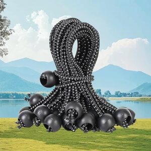 30 Pack 6 Inch Ball Bungee Cord, Canopy Tarp Tie Down Portable Bungee Balls for Secure Hoses, Ropes and Wires, Canopy, Tent (Black White Sp…