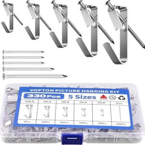 Picture Hanging Kit, 330 PCS Picture Hangers, 10-100lbs Picture Hanging Hooks, Premium Picture Hooks with Nails, Picture Hanging Hardware, P…