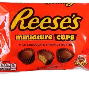 Hershey (1) Bag Reese’s Miniature Cups – Milk Chocolate & Peanut Butter Cups – Individually Wrapped Halloween Candy – Net Wt. 3 oz