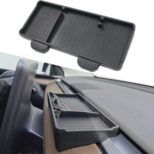 Tesla Model 3/Y Center Console Organizer – Behind Screen Storage Box, Dashboard Hidden Tray, Non-Slip Sunglasses & Phone Holder, Fits 2017-…