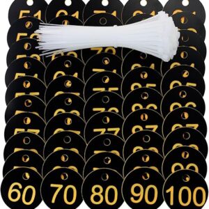 ONLYKXY Plastic Number Tag 1-100 Numbered Marking Identification Hang Tags Luggage Labels ID Tag with Rings for Organized Coded Key Box Cab…