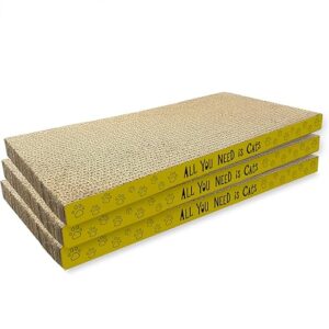 3 Pack Cardboard Cat Scratcher Pads Cat Scratching Board for Indoor Cats 17″Lx8.3″Wx0.8″H Dual-Side Corrugated Cat Scratching Post Reusable…