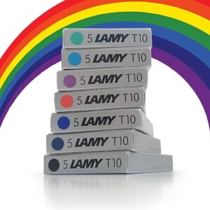 Lamy T10 Assorted Colour Pack Fountain Pen Ink Cartridges Refills Spare Replacement For All Lamy Fountian Pens (1 Pack Of Each Colour – 7 Pa…