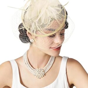 SWEETV Fascinators Hats for Women, Tulle Flower Tea Party Hats for Kentucky Derby, Cocktail, Wedding, Fancy Party