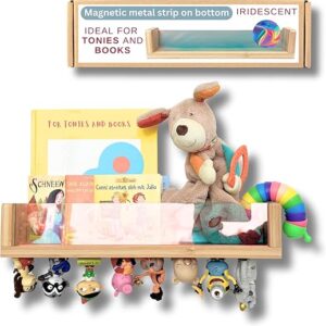 BigStep Magnetic Bookshelf for Tonies Figures – Iridescent Acrylic Front Panel and Metal Strip on Bottom to Hold Tonie Characters – Compara…