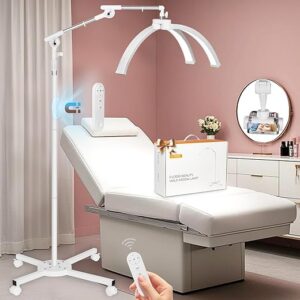 HITTI Lash Light for Eyelash Tech, 2025 New Upgrad LED Half Moon Light Lash Lamp with 4 Wheel Rolling Base, Esthetician Light Tattoo Artist…