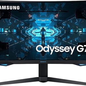 SAMSUNG 27″ Odyssey G7 Series WQHD (2560×1440) Gaming Monitor, 240Hz, Curved, 1ms, HDMI, G-Sync, FreeSync Premium Pro, LC27G75TQSNXZA, Blue