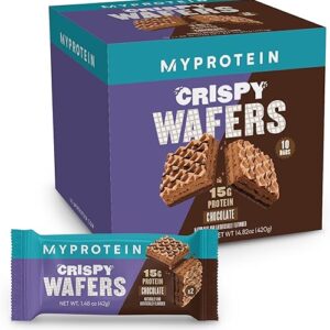 Myprotein Protein Bars, Crispy Protein Wafers, 15g High Protein Snacks, Box of 10 Chocolate Wafers Packs, Milk & Whey Protein Isolate, Light…