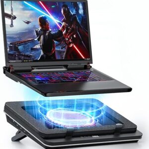 GT600 Laptop Cooling Pad Equipped with Gigantic Turbo-Fan(5.5inch Diameter),Sealed Foam for Rapid Cooling Gaming Laptop,14.1-19.3 inch Lapto…