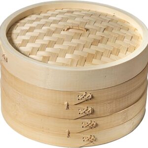 Joyce Chen 2-Tier Bamboo Steamer Baskets, 10-Inch