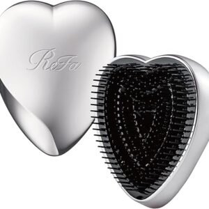ReFa Heart Brush SILVER Detangler Hair Brush for Women and Men, Three-tiered Bristle System, Scalp Wellness, Travel Hair Brush, All Hair Ty…