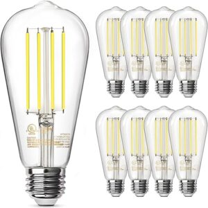TJOY Edison Light Bulbs 60W Equivalent, Dimmable Vintage LED Light Bulbs, E26 Medium Base, 5000K Daylight, ST58, 8W, 800LM, Ultra-Bright, 80…