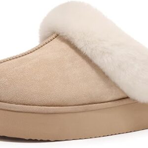 Litfun Fuzzy Platform Slippers for Women Comfy Winter House Shoes with Memory Foam Indoor Outdoor