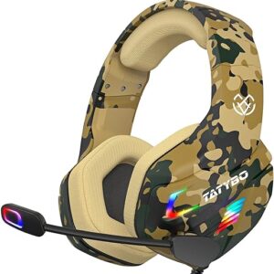 Gaming Headset for Ps5 Ps4 Xbox One Switch PC with Noise Cancelling Mic, Surround Sound PS5 Gaming Headphones with RGB Light