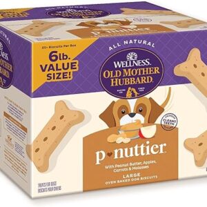 Old Mother Hubbard Wellness P-Nuttier Dog Biscuits, Natural, Training Treats, Peanut Butter Flavor, Large Size, (6 Pound Box)