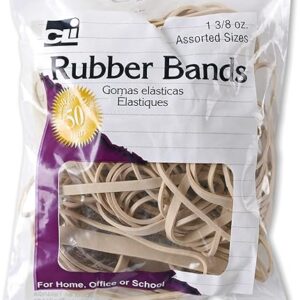 Charles Leonard Rubber Bands, 3/8 Ounce Bags, Amber, Assorted Sizes (56381)