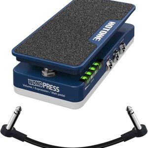 HOTONE Cory Wong Signature Press Pedal 4 in 1 Switchable Wah & Active Volume & Passive Expression with Visible Pedal Position Indicators (Included 1 PCS Additional 15 CM TS Cable by VOLKTONE)
