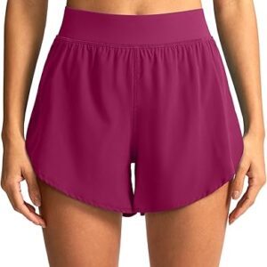 Soothfeel High Waisted Athletic Running Shorts for Women Dolphin Shorts High Split Quick Dry Gym Workout Shorts with Liner