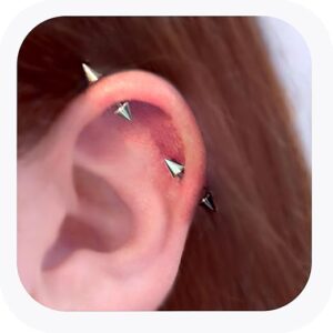 14G 16G 2PCs Surgical Stainless Steel Spike Cartilage Earring, Silver Helix Piercing Jewelry, Industrial Barbell