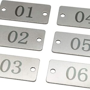 StayMax Stainless Steel Rectangle Numbered Tags with Two Holes (1-25)