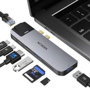 MOKiN USB C Multiport Adapter Hub Mac Dongle for MacBook Pro/Air with 4K HDMI Port, Gigabit ethernet, 2 USB, TF/SD Card Reader, USB-C 100W P…