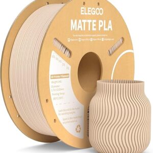 ELEGOO Matte PLA Filament Beige 1KG, 1.75mm 3D Printer Filament Dimensional Accuracy +/- 0.02mm, 1kg Carboard Spool (2.2lbs) for Most FDM 3D Printers