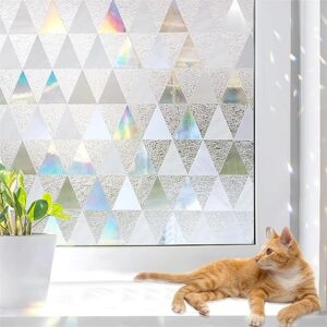 Window Privacy Film, Decorative Rainbow Holographic Cling Stained Glass Door Window Film, Frosted UV Blocking Window Sticker, Static Cling …