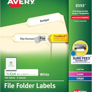 Avery TrueBlock File Folder Labels, 150 Pack