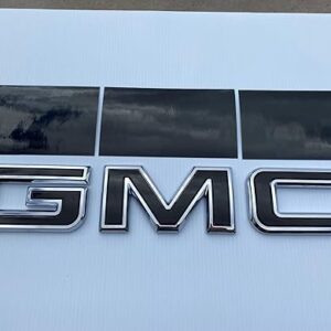 Gloss Black (Blackout) GMC Sierra AT4 SLE SLT Denali Elevation Base 1500 2500 Rear Tailgate GMC Emblem Decal Overlay Vinyl Sheet Cut-Your-O…