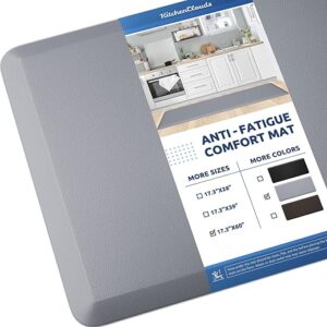 KitchenClouds Cushioned Anti Fatigue Kitchen Rug, 17.3″x60″, Waterproof Non Slip, Standing Desk Mat, Comfort Floor Mat for Kitchen, House Si…